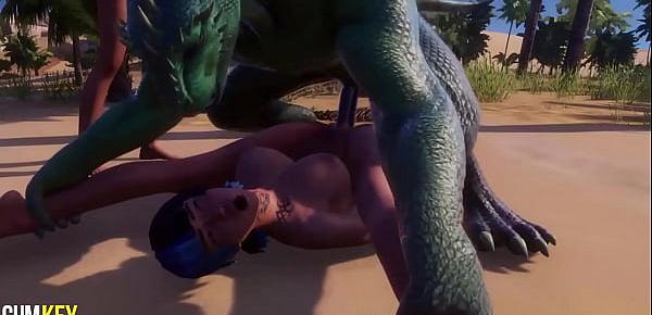  Two Sexy Girls Mating with Monster | Big Cock Monster | 3D Porn Wild Life